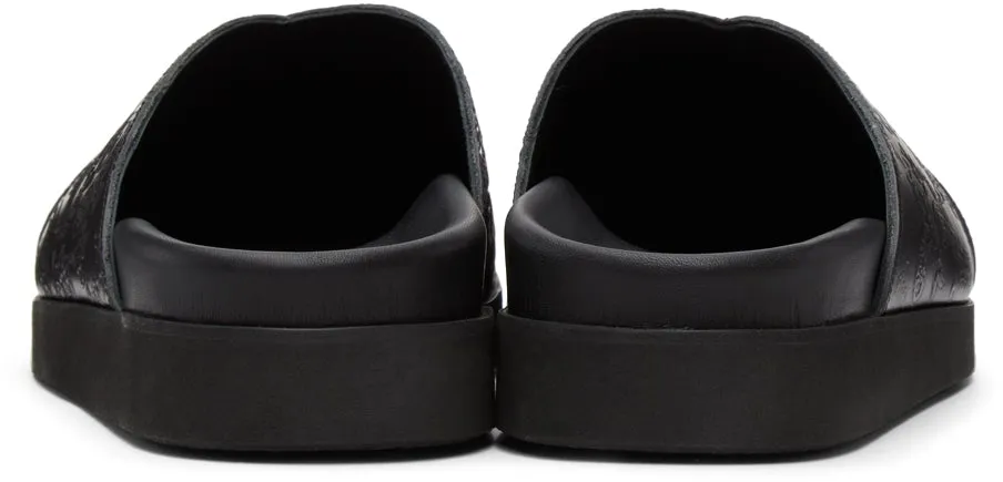 4SDESIGNS Black Embossed Sabot Sandals