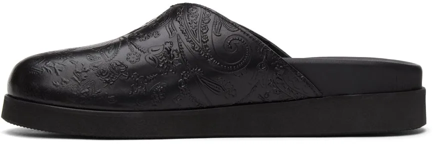 4SDESIGNS Black Embossed Sabot Sandals