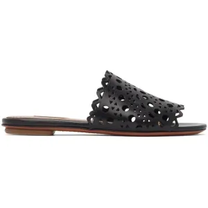 ALAÃA Black Vienne Vague Flat Mule Sandals