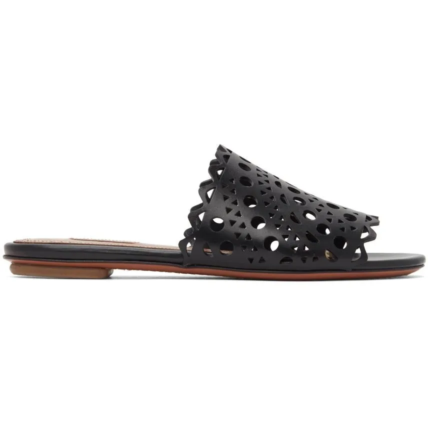 ALAÃA Black Vienne Vague Flat Mule Sandals