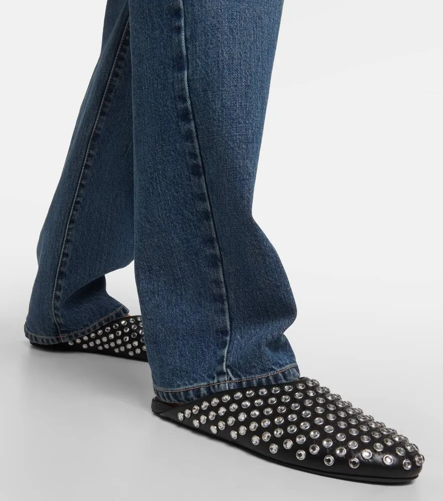 Alaia Crystal-embellished leather mules