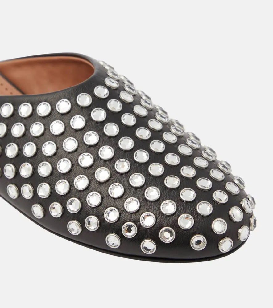 Alaia Crystal-embellished leather mules