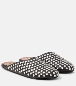 Alaia Crystal-embellished leather mules