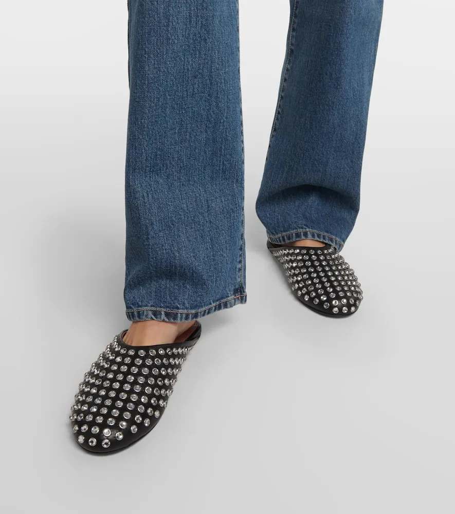 Alaia Crystal-embellished leather mules