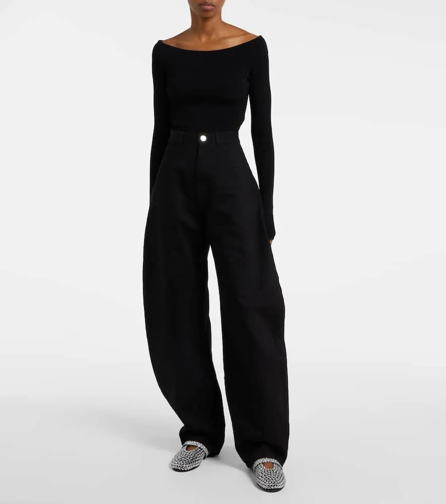 Alaia Embellished suede Mary Jane flats