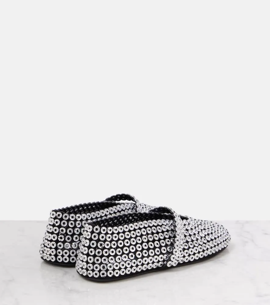 Alaia Embellished suede Mary Jane flats