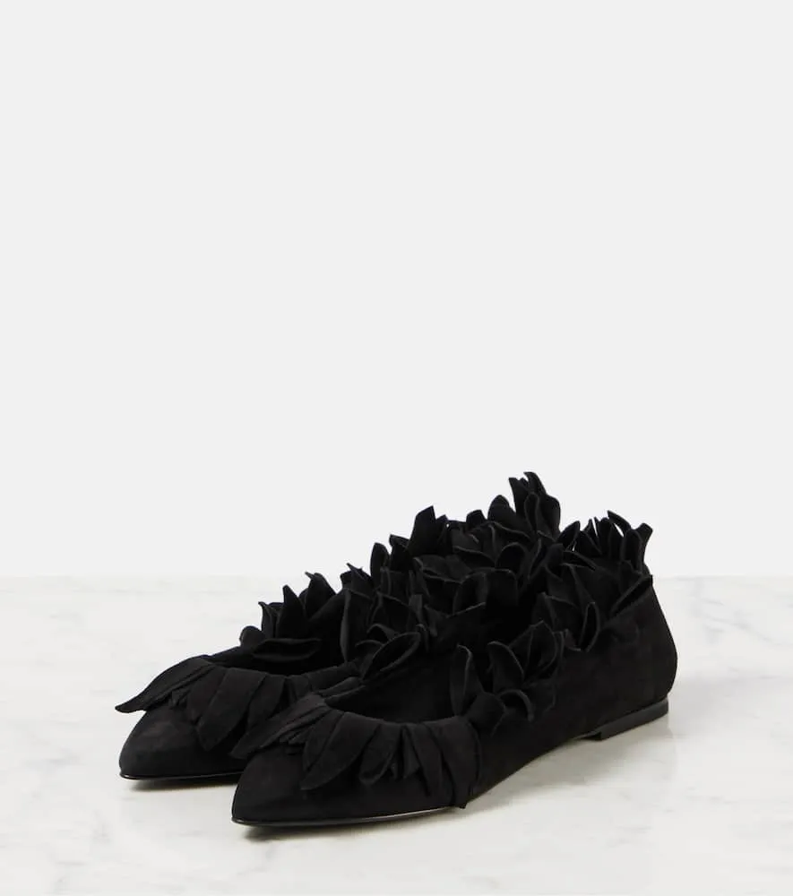 Alaia Petal suede ballet flats