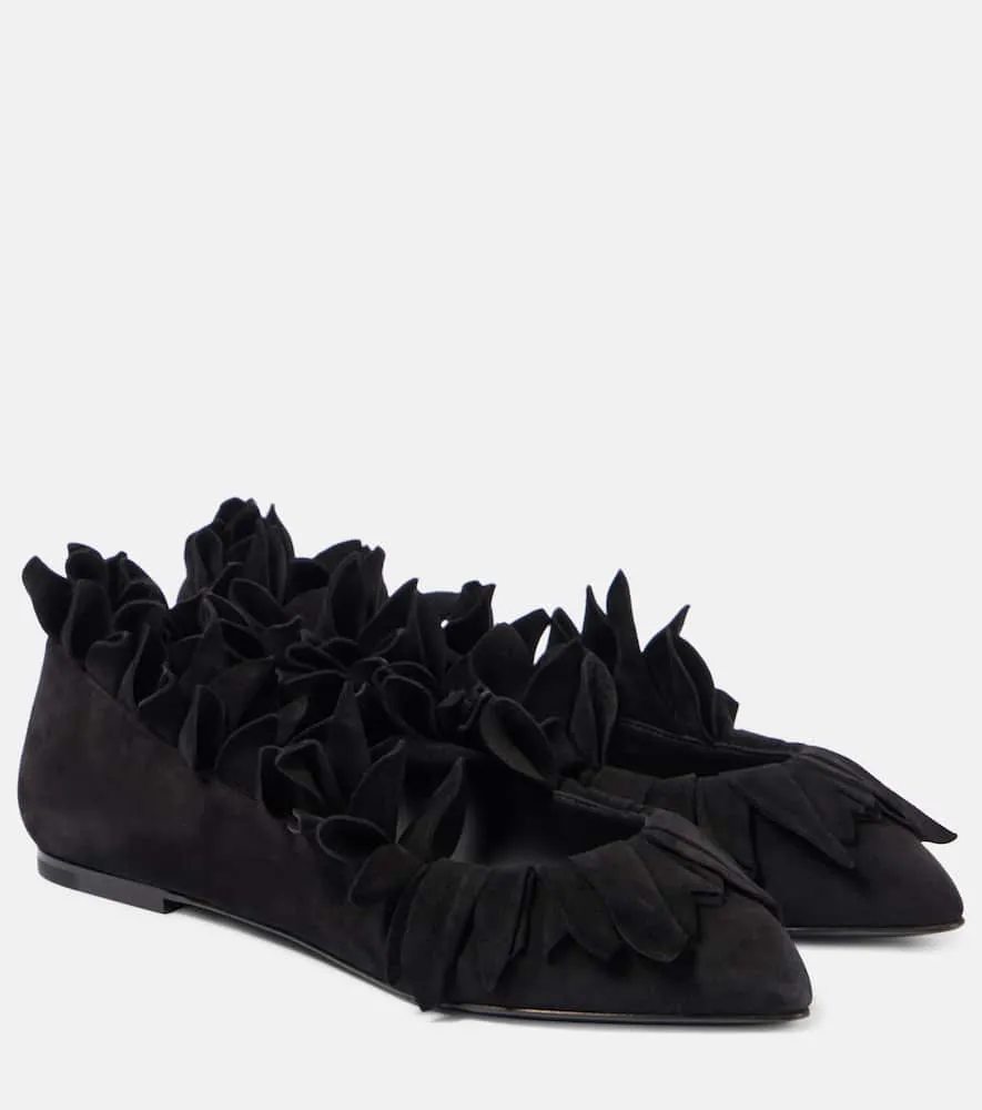 Alaia Petal suede ballet flats
