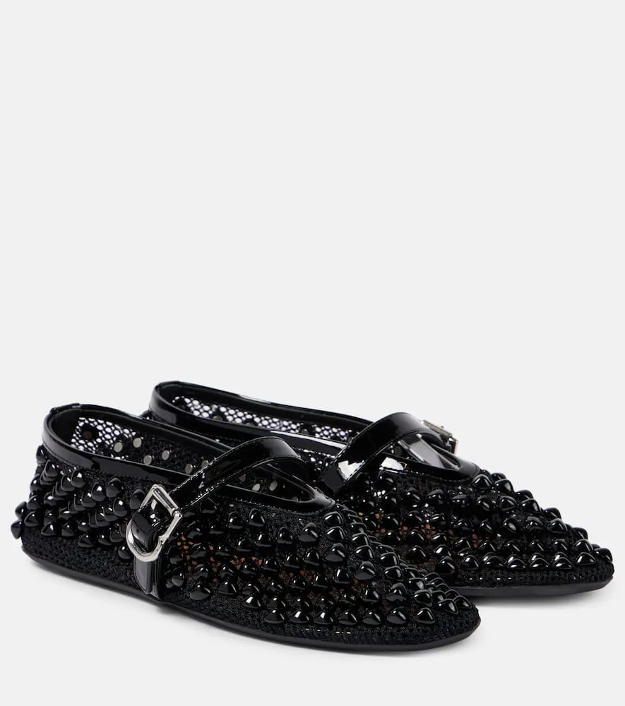 Alaia Studded mesh Mary Jane flats