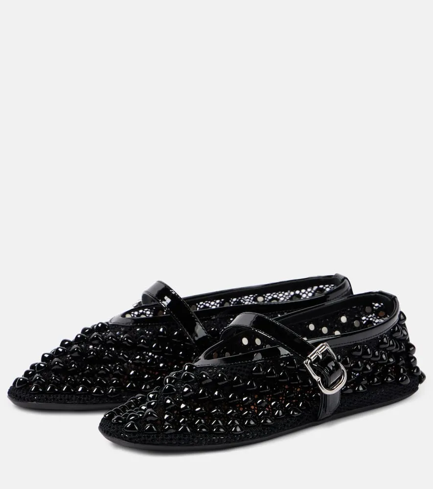 Alaia Studded mesh Mary Jane flats