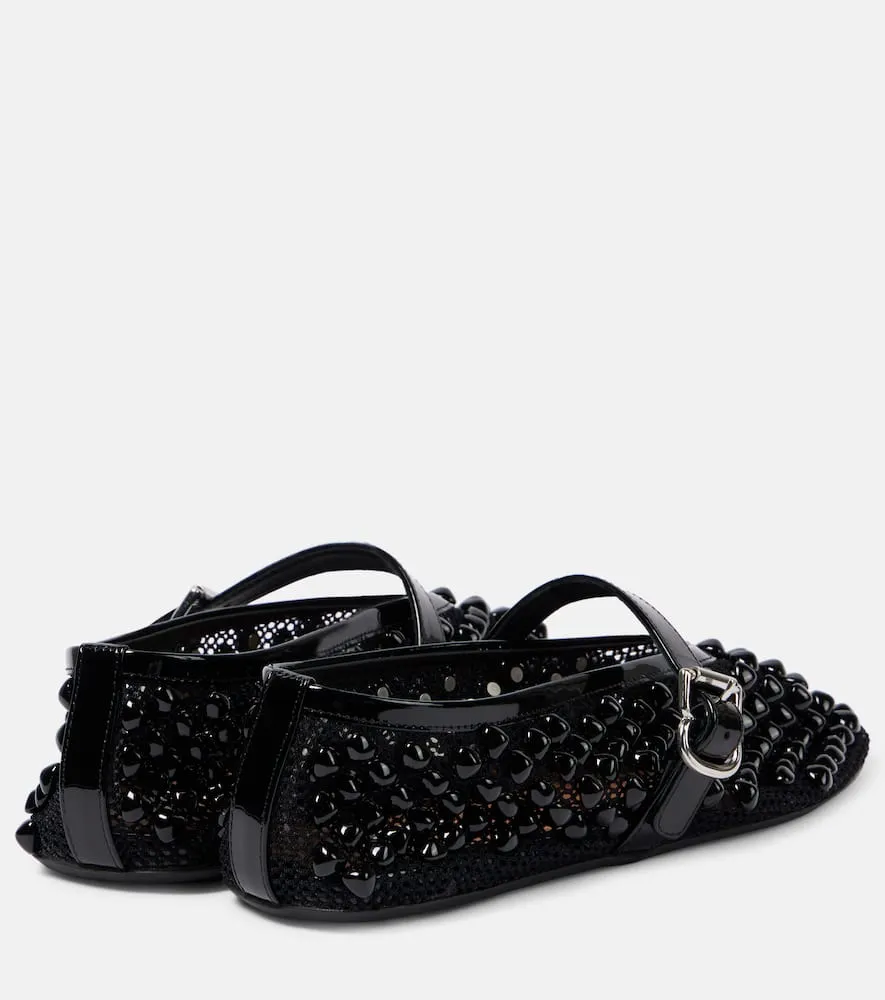 Alaia Studded mesh Mary Jane flats