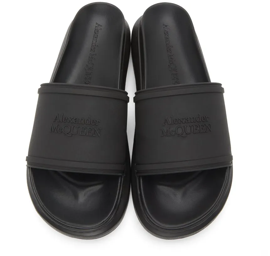 Alexander McQueen Black Hybrid Logo Slides