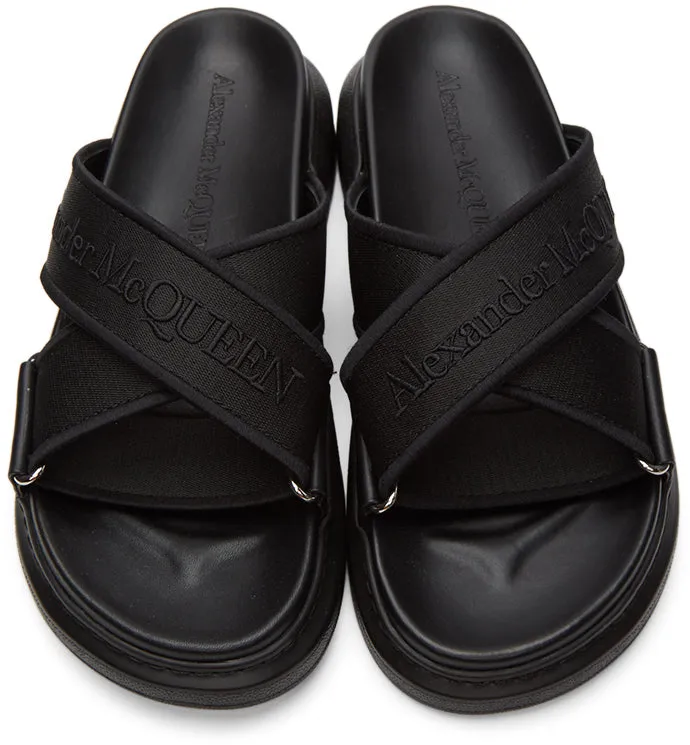 Alexander McQueen Black Oversized Hybrid Slides