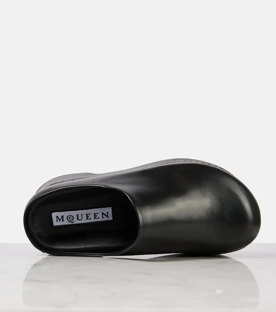 Alexander McQueen Stone leather platform mules