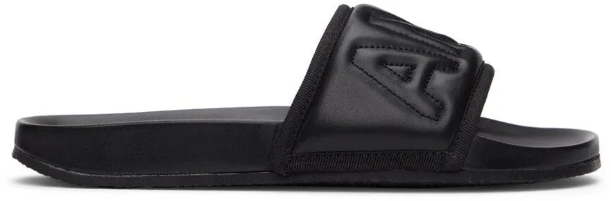 AMBUSH Black Leather Quilted Slides