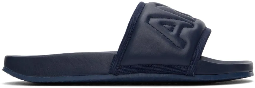 AMBUSH Navy Leather Quilted Slides