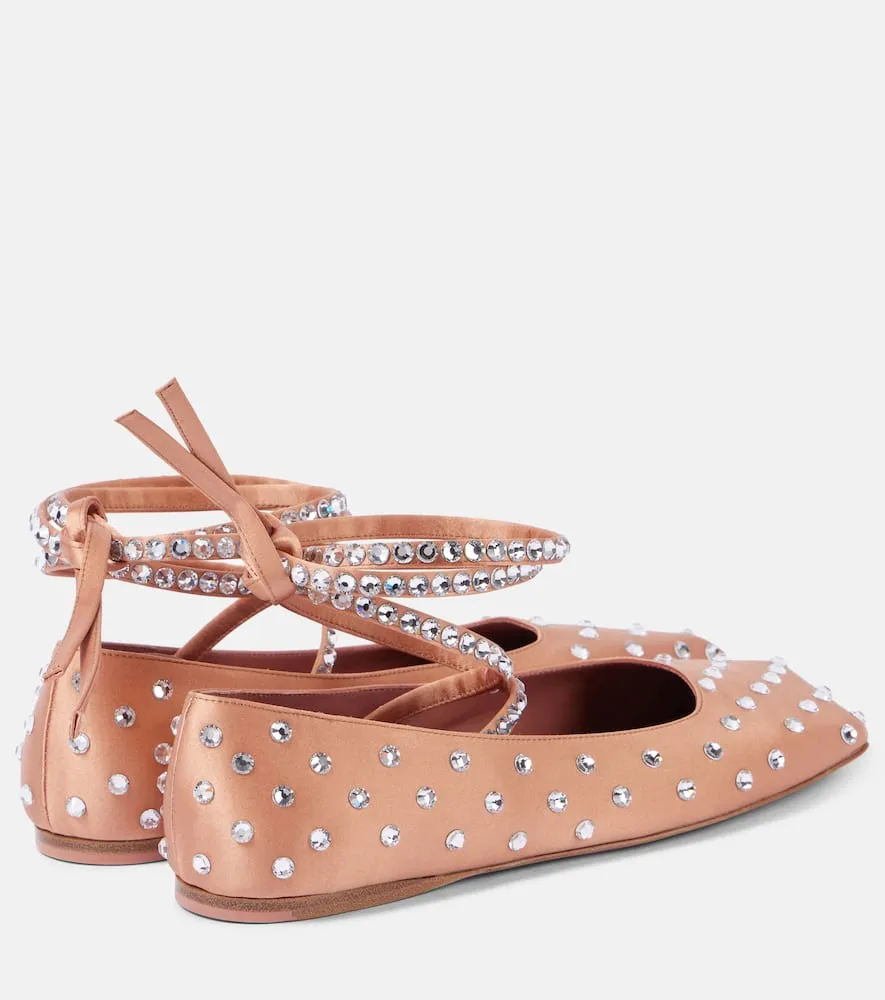 Amina Muaddi Ane crystal-embellished satin ballet flats