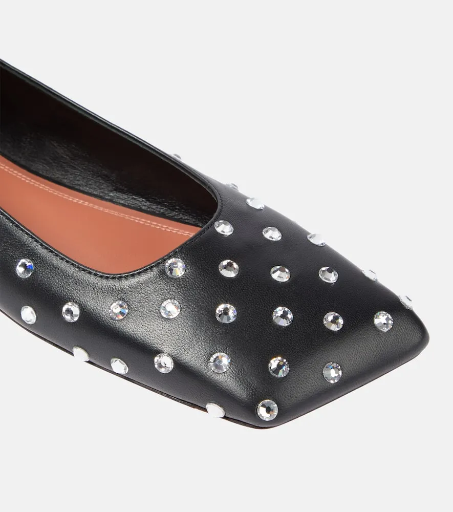 Amina Muaddi Ane embellished leather ballet flats