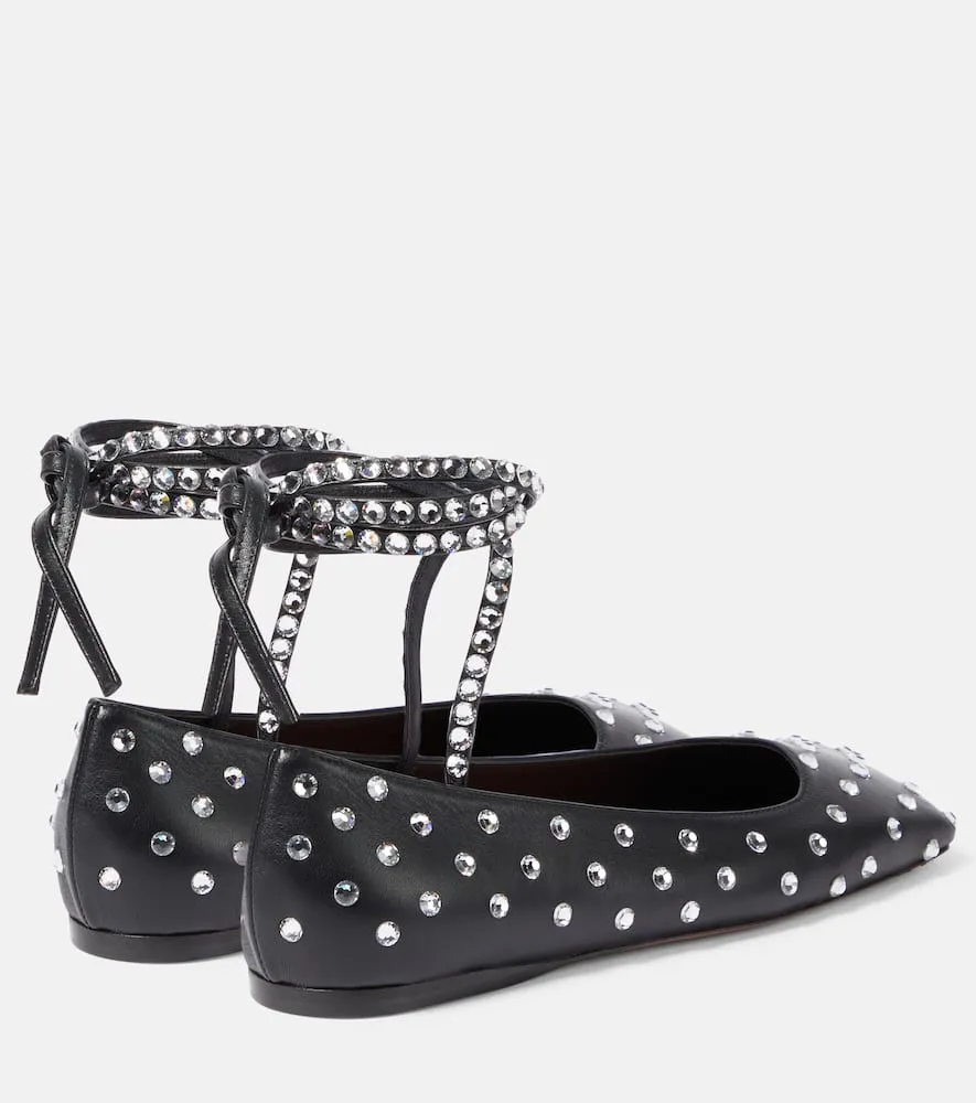 Amina Muaddi Ane embellished leather ballet flats