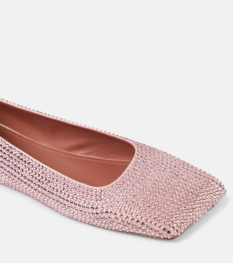 Amina Muaddi Ane embellished satin ballet flats