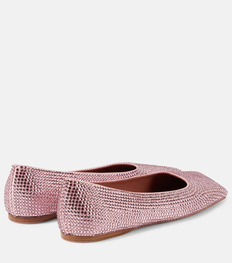 Amina Muaddi Ane embellished satin ballet flats