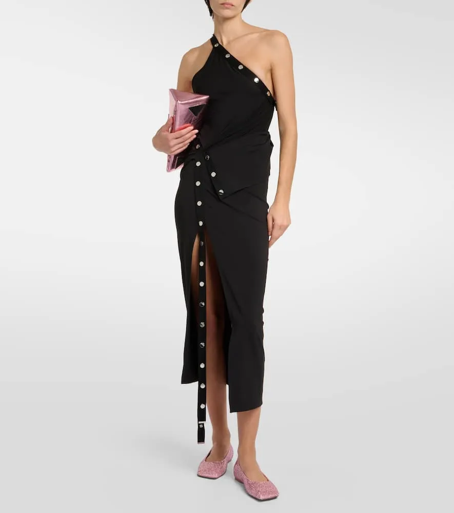 Amina Muaddi Ane embellished satin ballet flats