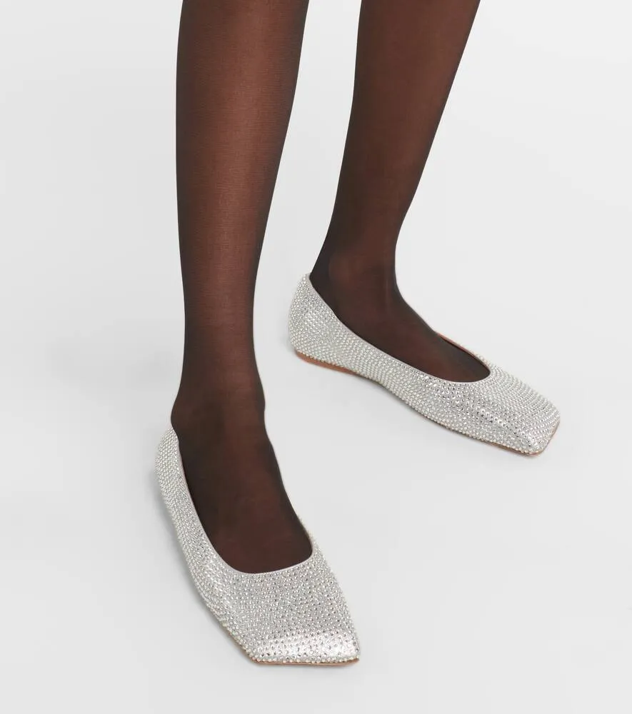Amina Muaddi Ane embellished suede ballet flats