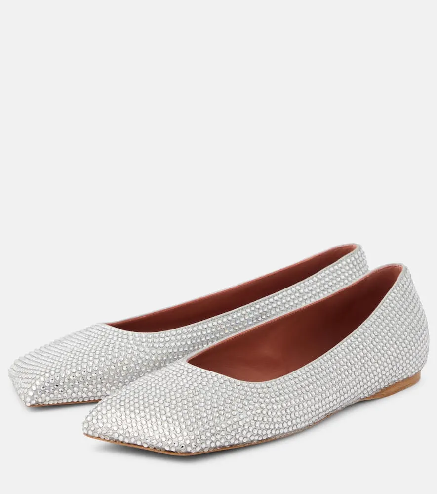 Amina Muaddi Ane embellished suede ballet flats