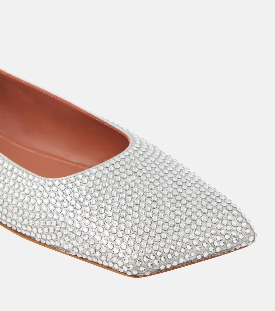 Amina Muaddi Ane embellished suede ballet flats