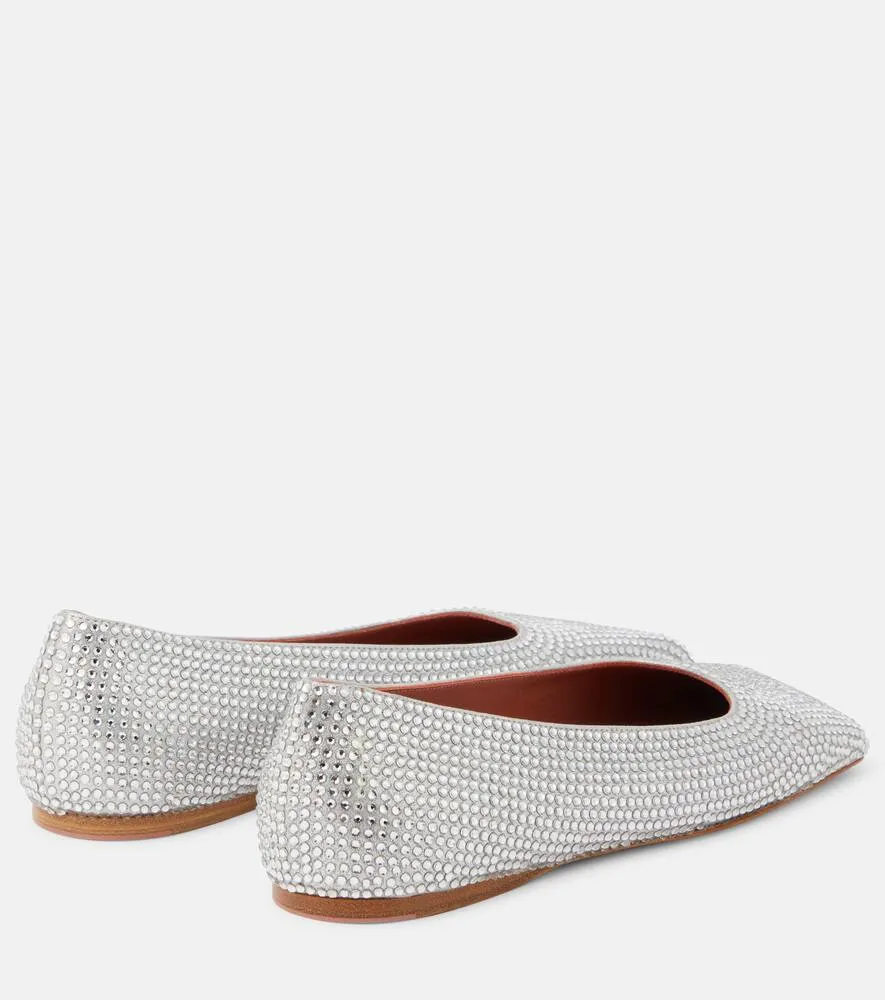 Amina Muaddi Ane embellished suede ballet flats
