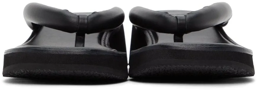 AMOMENTO Black Padded Strap Flip Flops