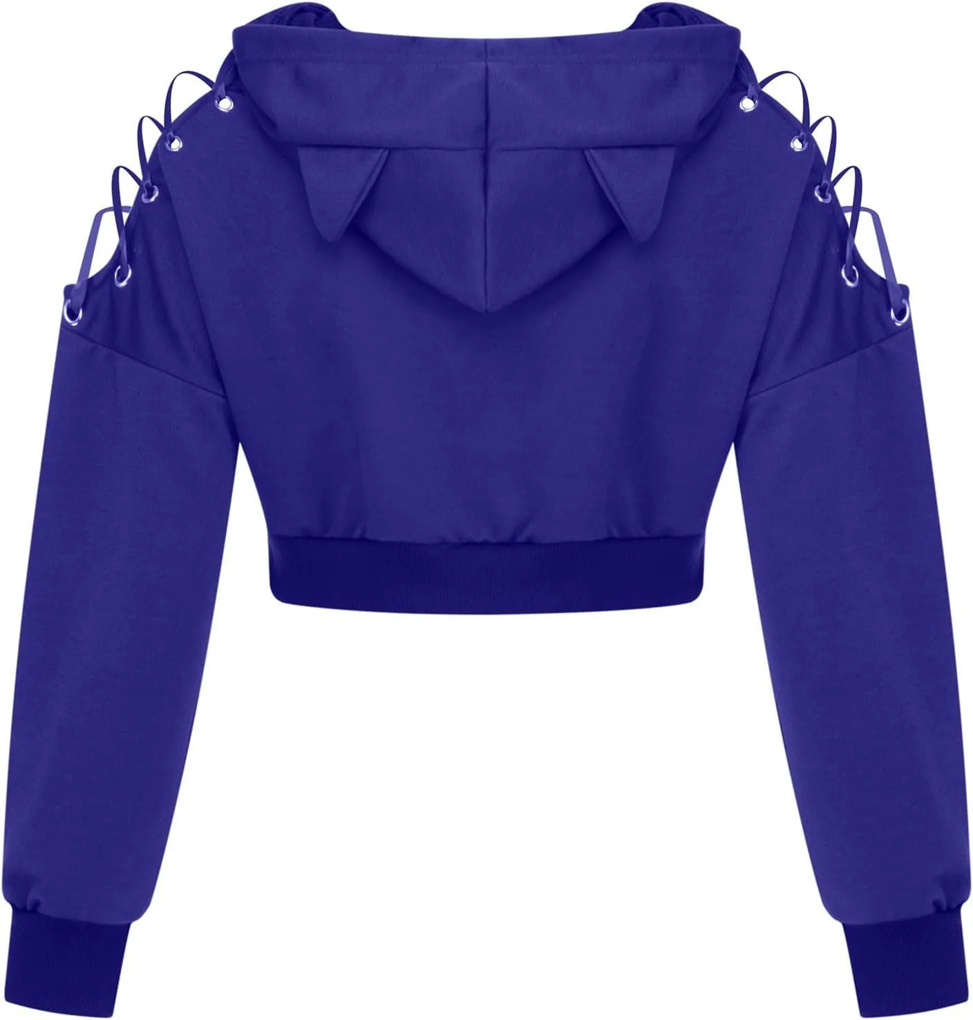 Aniywn Teen Girls Hoodies Cute Cat Ear Crop Top Gothic Hooded Sweatshirt Women Casual Long Sleeve Pullover Hodies