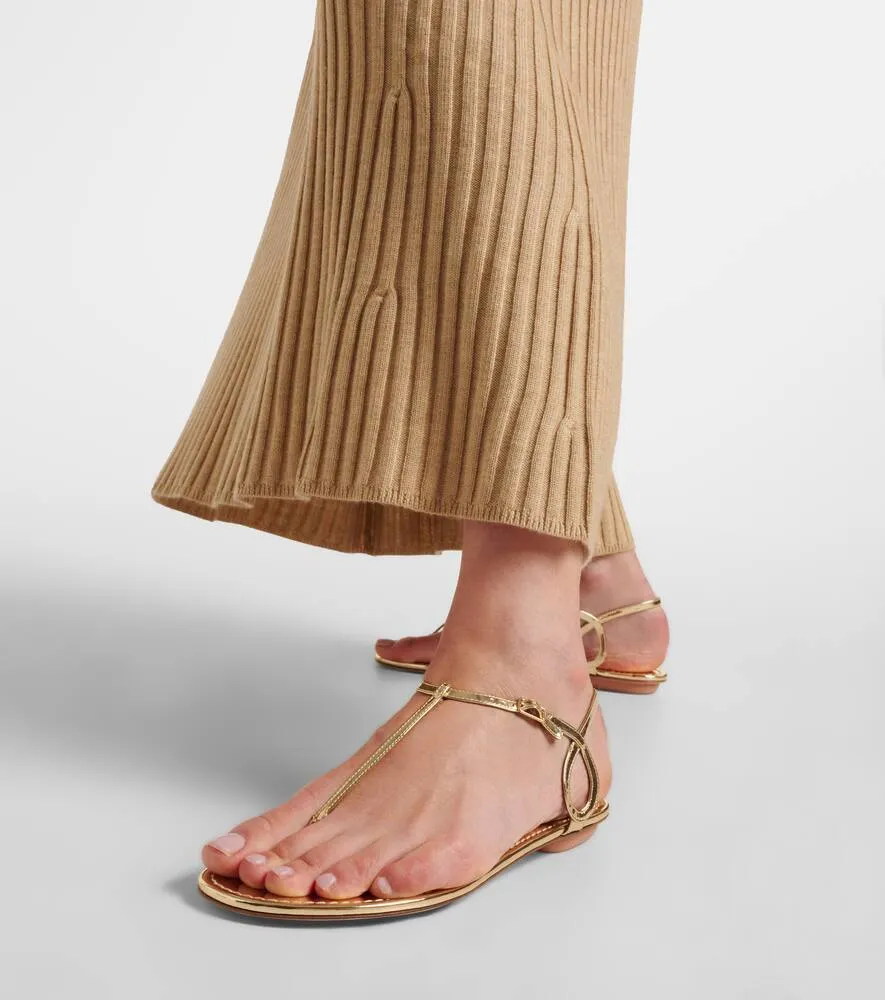 Aquazzura Almost Bare metallic leather thong sandals