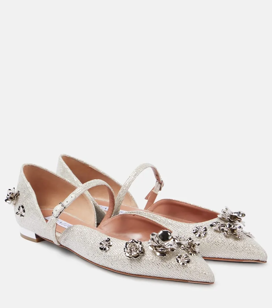 Aquazzura Bloom embellished ballet flats