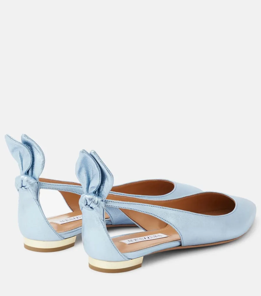 Aquazzura Bow-detail leather ballet flats