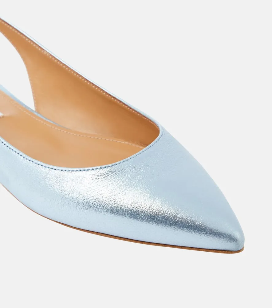 Aquazzura Bow-detail leather ballet flats