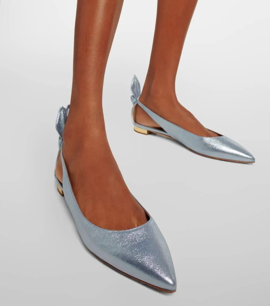 Aquazzura Bow-detail leather ballet flats