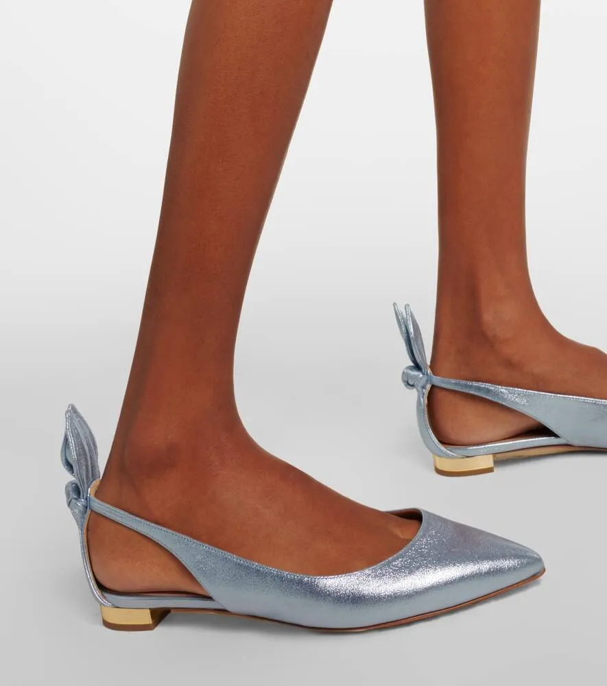 Aquazzura Bow-detail leather ballet flats