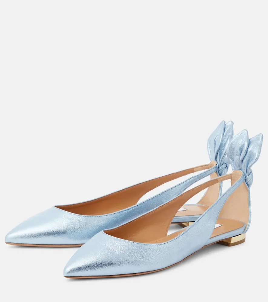 Aquazzura Bow-detail leather ballet flats