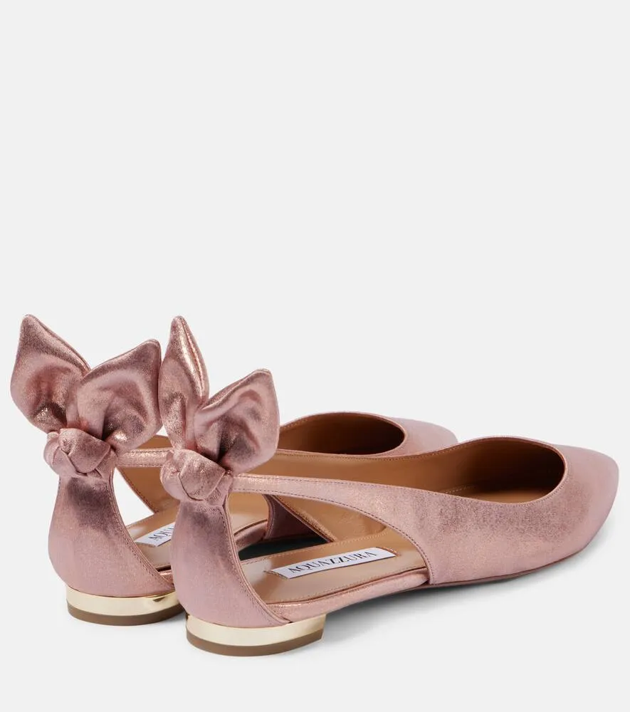 Aquazzura Bow Tie metallic ballet flats