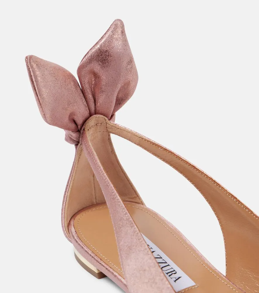 Aquazzura Bow Tie metallic ballet flats