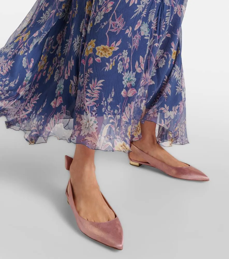 Aquazzura Bow Tie metallic ballet flats