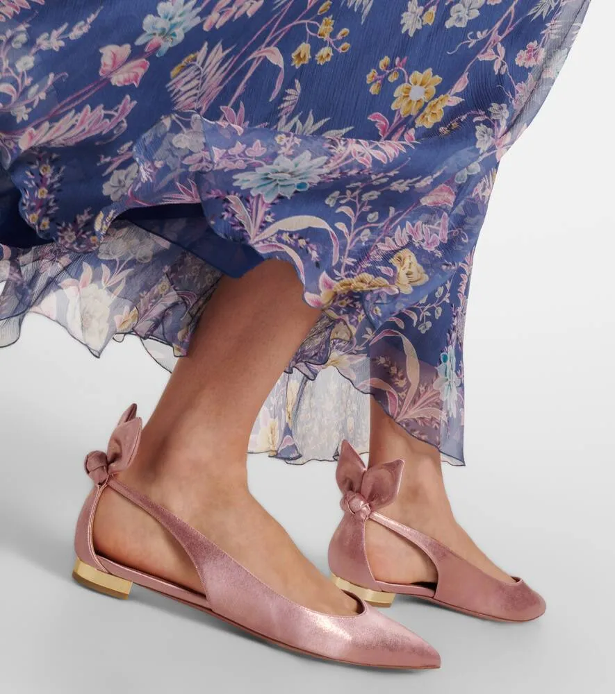 Aquazzura Bow Tie metallic ballet flats