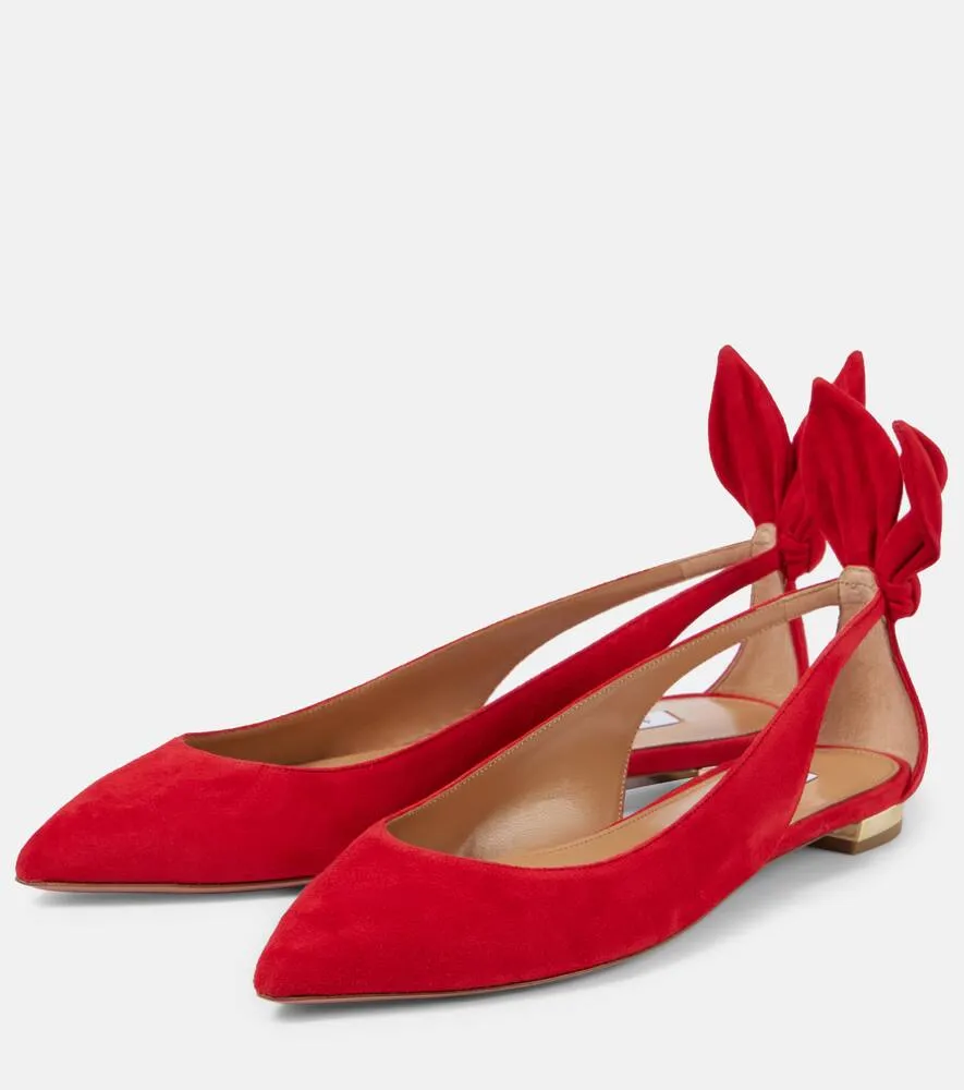 Aquazzura Bow Tie suede ballet flats