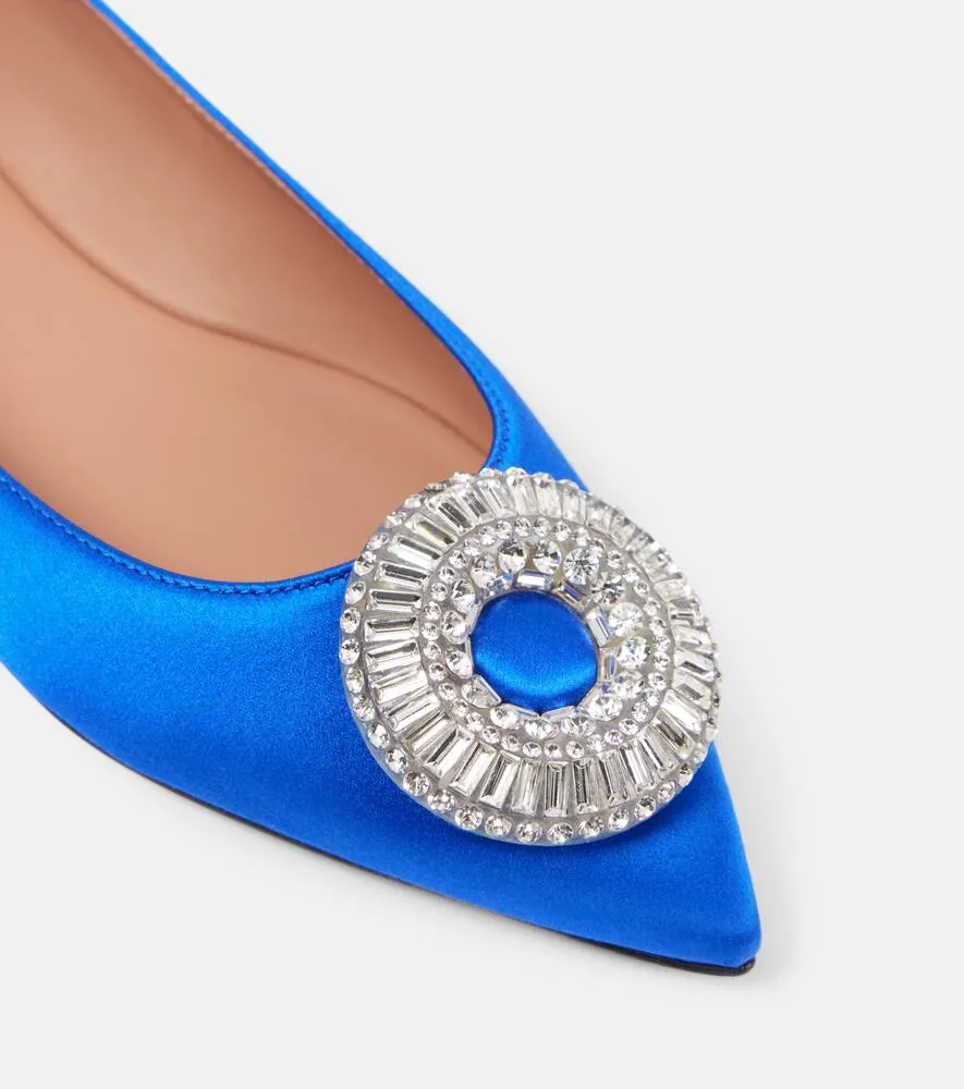 Aquazzura Crystal Hoop satin ballet flats