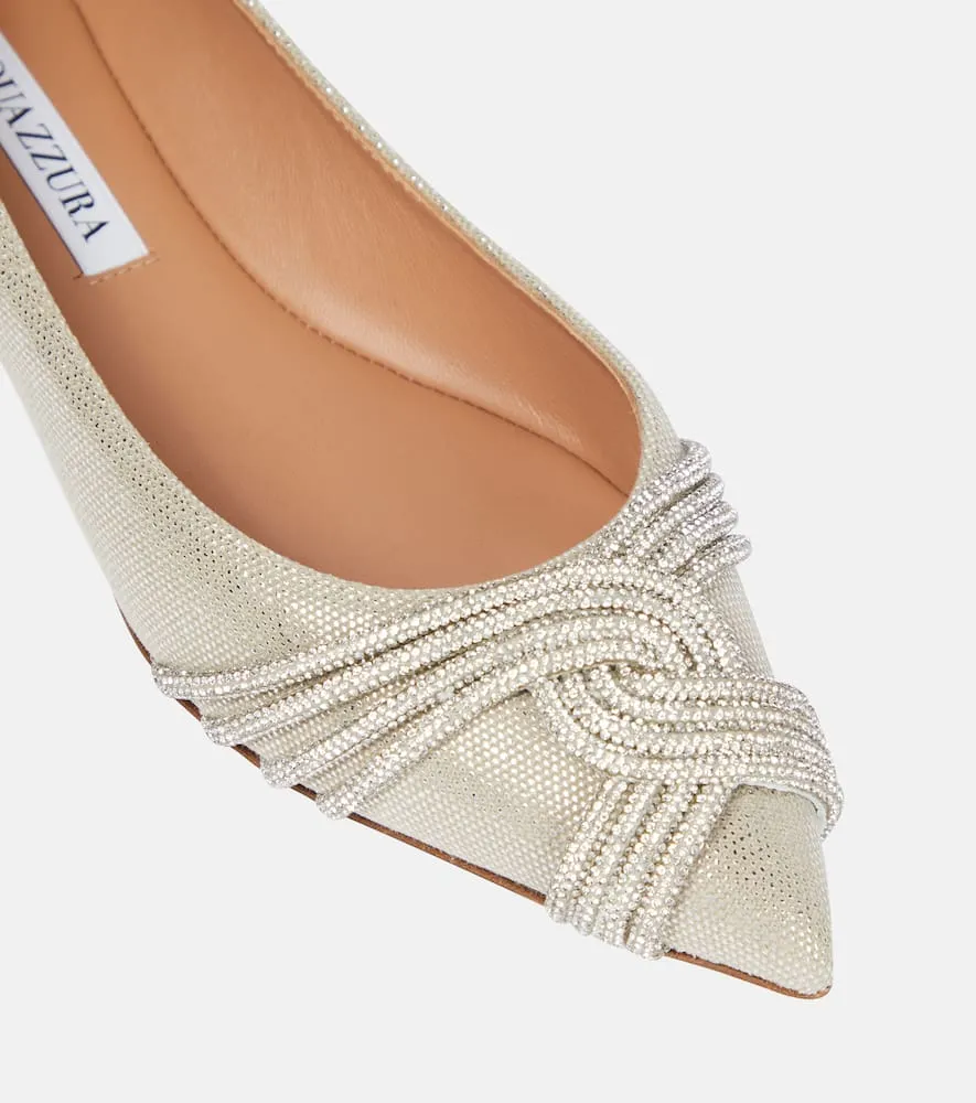 Aquazzura Gatsby embellished satin ballet flats