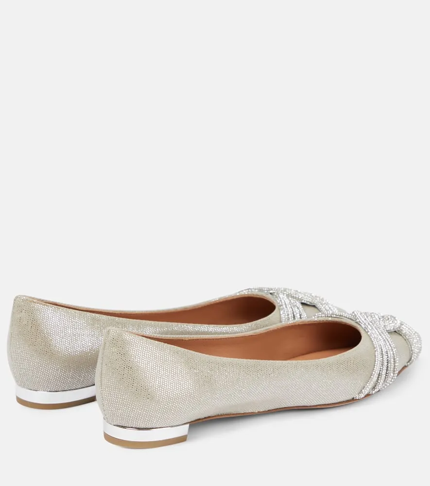 Aquazzura Gatsby embellished satin ballet flats