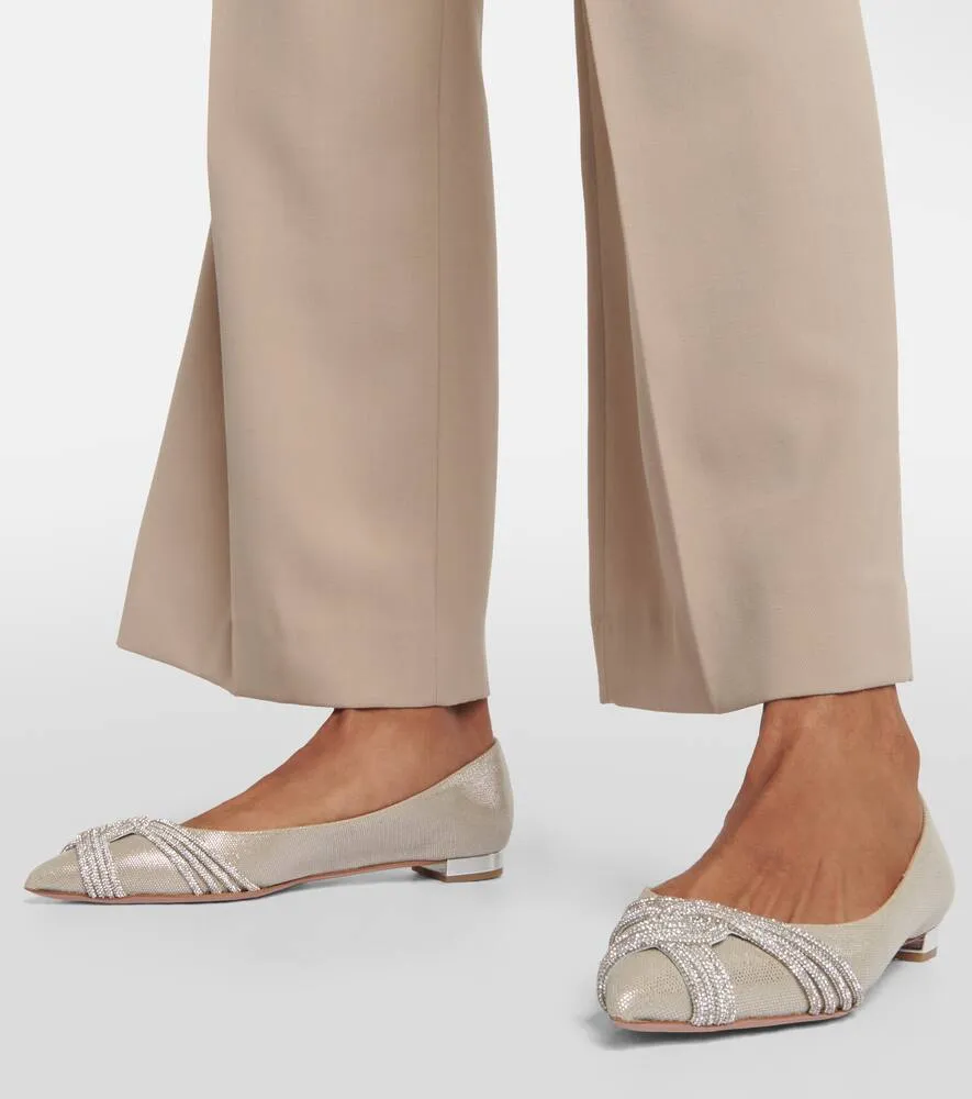 Aquazzura Gatsby embellished satin ballet flats