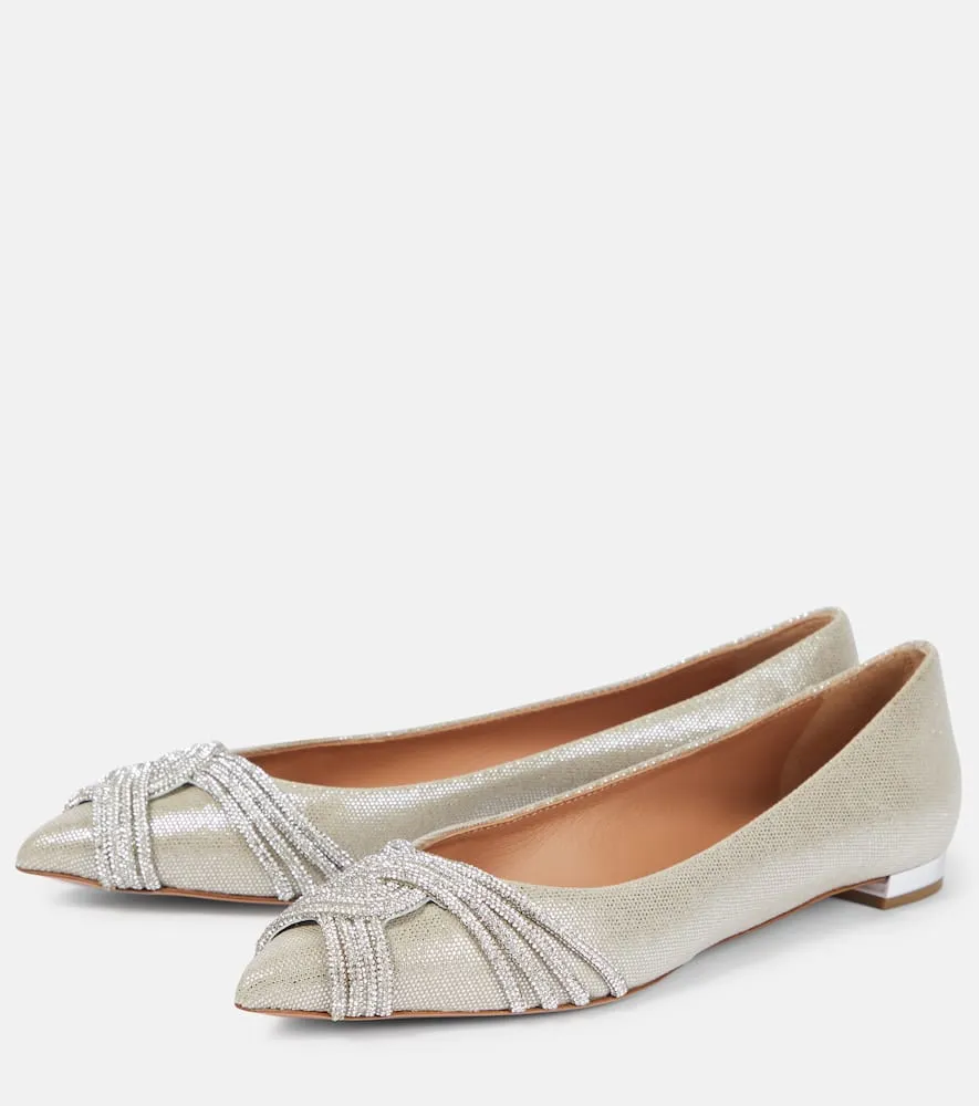 Aquazzura Gatsby embellished satin ballet flats