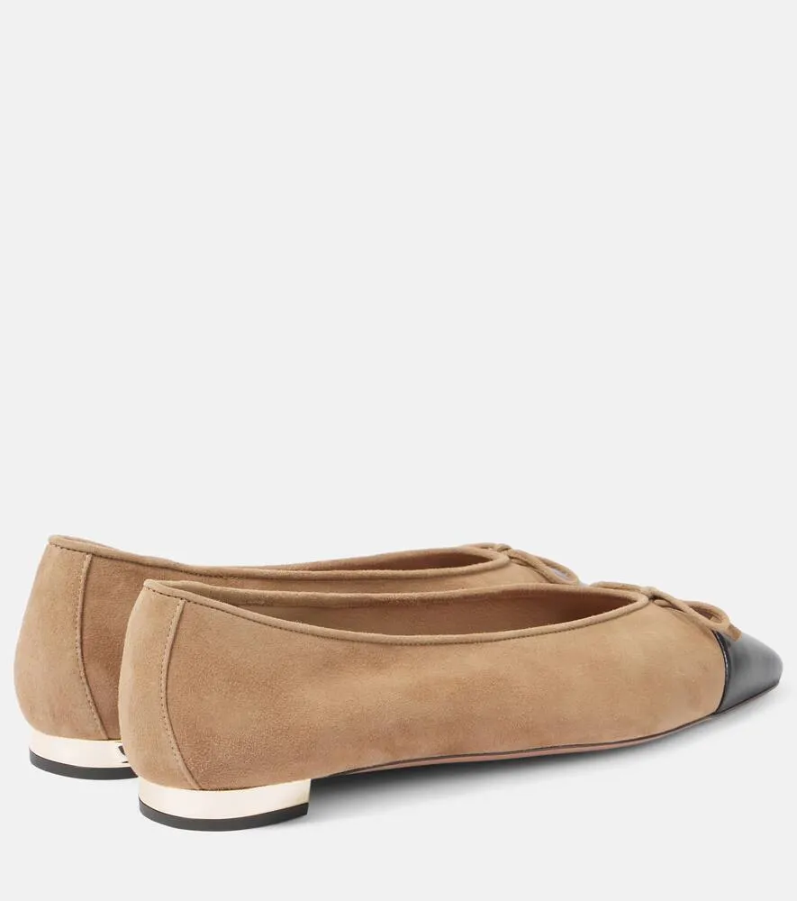Aquazzura Gioia colorblocked suede ballet flats